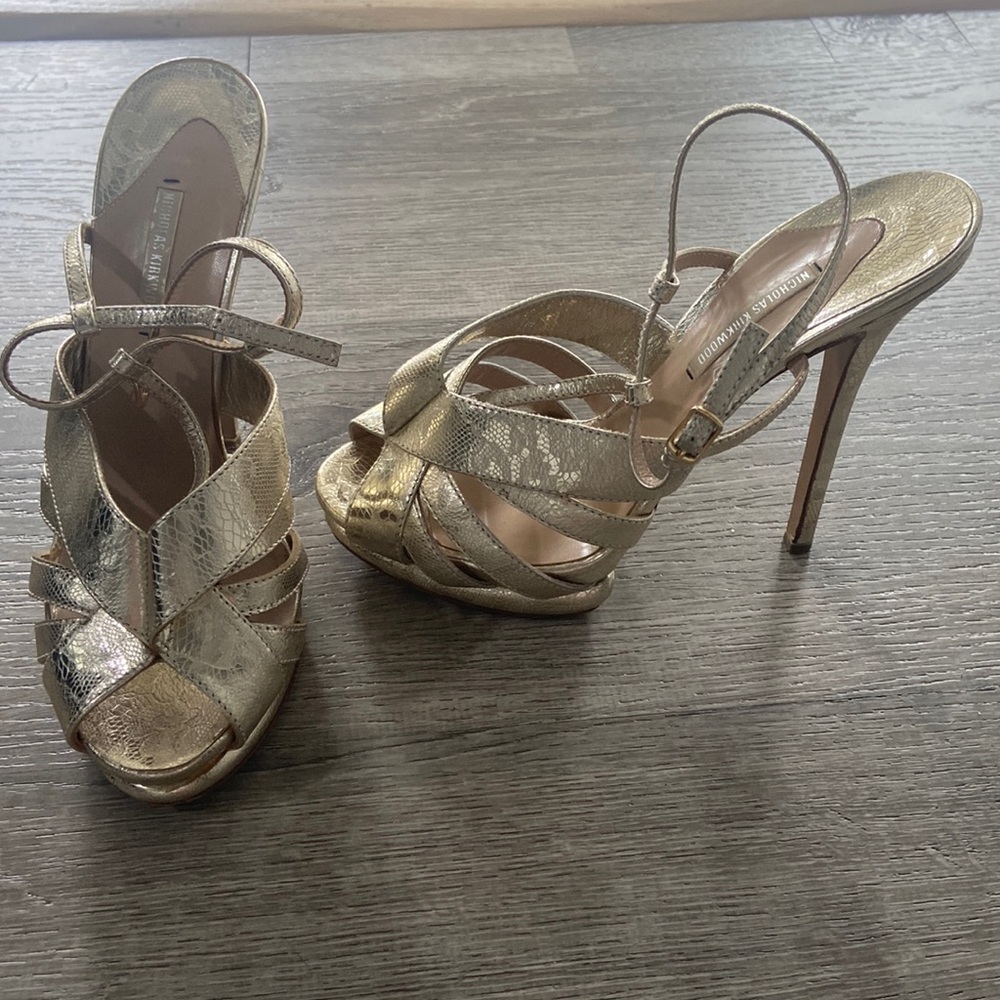 Nicholas Kirkwood Gold Strappy Heels